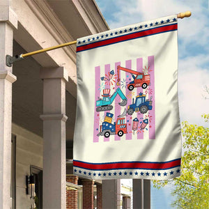 Red White And Blue Construction Crew Patriotic Garden Flag Kids 4th Of July TS12 Modern Beige Red Print Your Wear