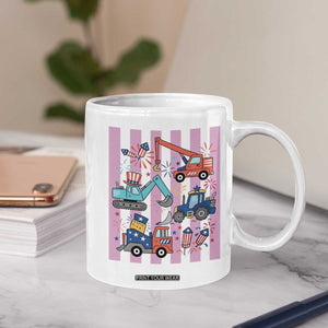 Red White And Blue Construction Crew Coffee Mug Patriotic Kids 4th Of July