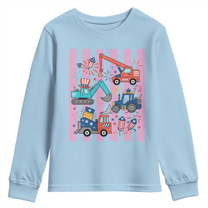 Red White And Blue Construction Crew Youth Sweatshirt Patriotic Kids 4th Of July
