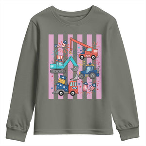 Red White And Blue Construction Crew Youth Sweatshirt Patriotic Kids 4th Of July