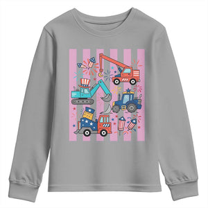 Red White And Blue Construction Crew Youth Sweatshirt Patriotic Kids 4th Of July