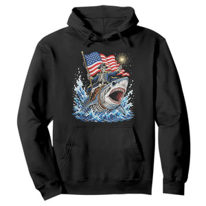 Patriotic Skeleton Pirate Riding Shark Hoodie American Ocean Pride