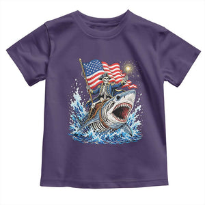 Patriotic Skeleton Pirate Riding Shark Toddler T Shirt American Ocean Pride