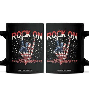 Patriotic Rocker Skeleton Hand Coffee Mug Rock On 250 Years