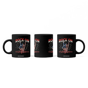 Patriotic Rocker Skeleton Hand Coffee Mug Rock On 250 Years