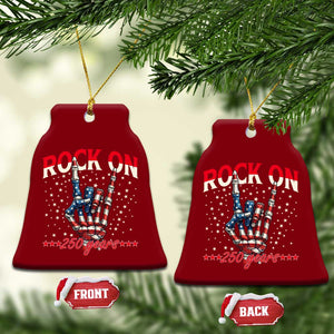 Patriotic Rocker Skeleton Hand Ceramic Ornament Rock On 250 Years