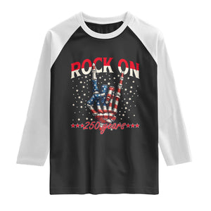 Patriotic Rocker Skeleton Hand Raglan Shirt Rock On 250 Years