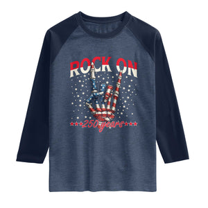 Patriotic Rocker Skeleton Hand Raglan Shirt Rock On 250 Years