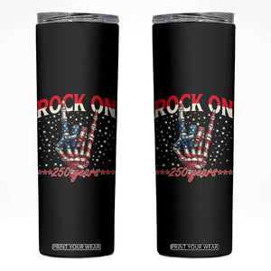 Patriotic Rocker Skeleton Hand Skinny Tumbler Rock On 250 Years
