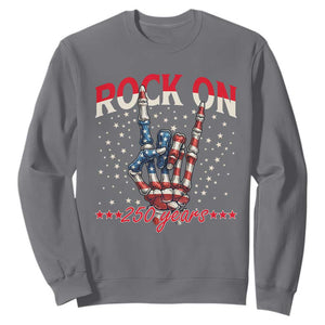 Patriotic Rocker Skeleton Hand Sweatshirt Rock On 250 Years
