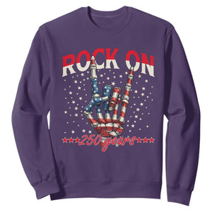 Patriotic Rocker Skeleton Hand Sweatshirt Rock On 250 Years