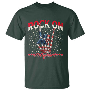 Patriotic Rocker Skeleton Hand T Shirt Rock On 250 Years