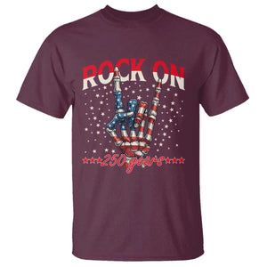 Patriotic Rocker Skeleton Hand T Shirt Rock On 250 Years