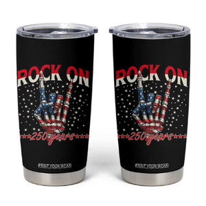 Patriotic Rocker Skeleton Hand Tumbler Cup Rock On 250 Years