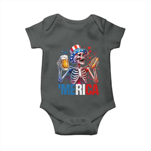Red White And Blue Skeleton Party Baby Onesie American Freedom Vibes