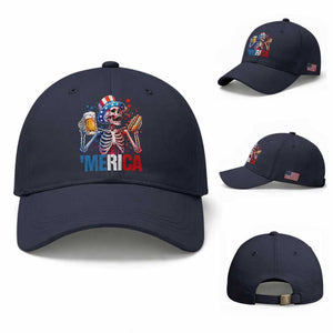 Red White And Blue Skeleton Party Baseball Cap American Freedom Vibes