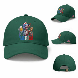Red White And Blue Skeleton Party Baseball Cap American Freedom Vibes