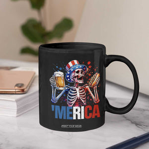 Red White And Blue Skeleton Party Coffee Mug American Freedom Vibes