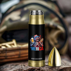 Red White And Blue Skeleton Party Bullet Tumbler American Freedom Vibes