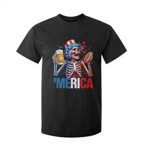 Red White And Blue Skeleton Party T Shirt For Kid American Freedom Vibes
