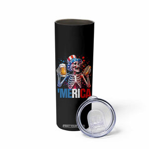 Red White And Blue Skeleton Party Skinny Tumbler American Freedom Vibes