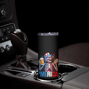 Red White And Blue Skeleton Party Skinny Tumbler American Freedom Vibes