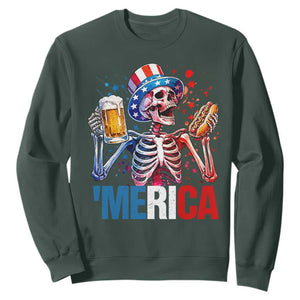 Red White And Blue Skeleton Party Sweatshirt American Freedom Vibes