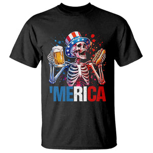 Red White And Blue Skeleton Party T Shirt American Freedom Vibes
