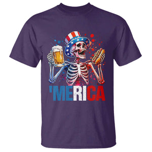 Red White And Blue Skeleton Party T Shirt American Freedom Vibes