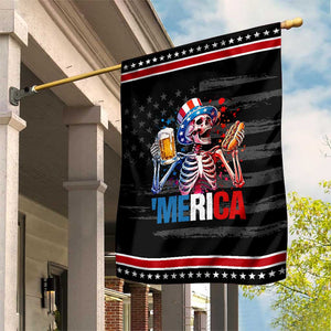 Red White And Blue Skeleton Party Patriotic Garden Flag American Freedom Vibes TS12 Distressed Black Red Print Your Wear