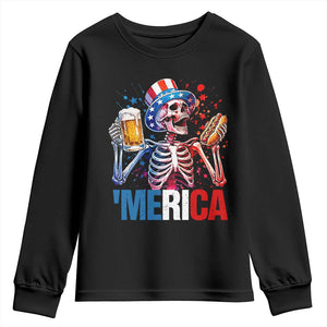 Red White And Blue Skeleton Party Youth Sweatshirt American Freedom Vibes