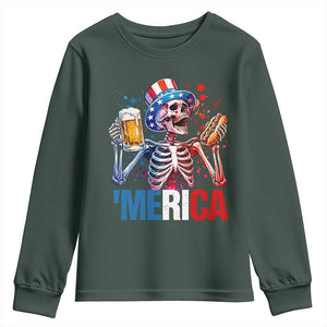 Red White And Blue Skeleton Party Youth Sweatshirt American Freedom Vibes