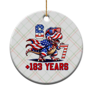 Funny 67 Meme Dinosaur American Pride Ceramic Ornament USA 250th Anniversary