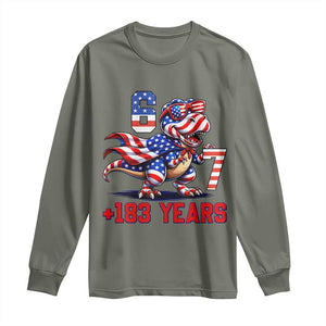 Funny 67 Meme Dinosaur American Pride Long Sleeve Shirt USA 250th Anniversary