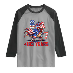 Funny 67 Meme Dinosaur American Pride Raglan Shirt USA 250th Anniversary