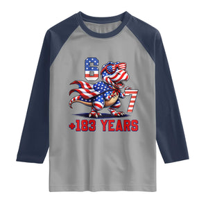 Funny 67 Meme Dinosaur American Pride Raglan Shirt USA 250th Anniversary
