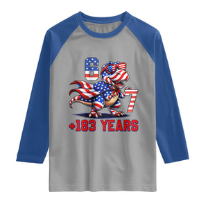 Funny 67 Meme Dinosaur American Pride Raglan Shirt USA 250th Anniversary