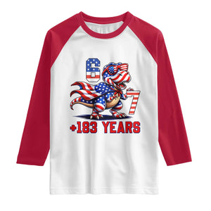 Funny 67 Meme Dinosaur American Pride Raglan Shirt USA 250th Anniversary