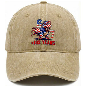 Funny 67 Meme Dinosaur American Pride Washed Cotton Baseball Cap USA 250th Anniversary