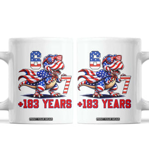 Funny 67 Meme Dinosaur American Pride Coffee Mug USA 250th Anniversary