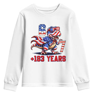Funny 67 Meme Dinosaur American Pride Youth Sweatshirt USA 250th Anniversary