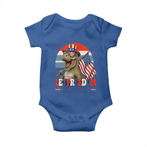Red White Blue Dinosaur Pride Baby Onesie Let Freedom Rawr