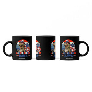 Red White Blue Dinosaur Pride Coffee Mug Let Freedom Rawr