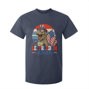 Red White Blue Dinosaur Pride T Shirt For Kid Let Freedom Rawr
