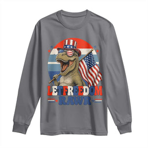 Red White Blue Dinosaur Pride Long Sleeve Shirt Let Freedom Rawr