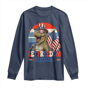 Red White Blue Dinosaur Pride Long Sleeve Shirt Let Freedom Rawr