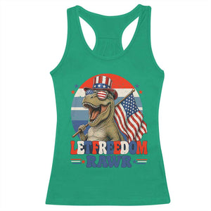 Red White Blue Dinosaur Pride Racerback Tank Top Let Freedom Rawr