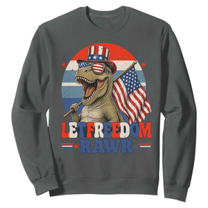 Red White Blue Dinosaur Pride Sweatshirt Let Freedom Rawr