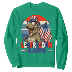 Red White Blue Dinosaur Pride Sweatshirt Let Freedom Rawr