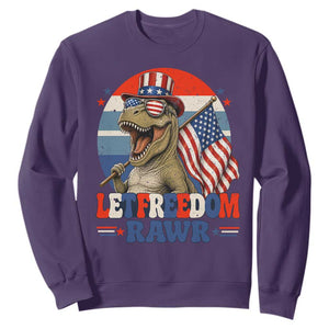 Red White Blue Dinosaur Pride Sweatshirt Let Freedom Rawr